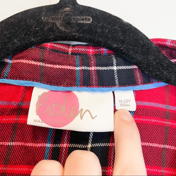 Boden kids tunic dress red flannel tie waist 11/12 - Picture 3 of 5